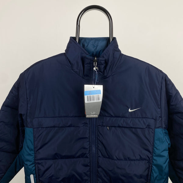 Vintage Nike Reversible Puffer Jacket Blue XS