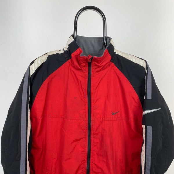 Vintage Nike Reversible Fleece Puffer Coat Jacket Red Small