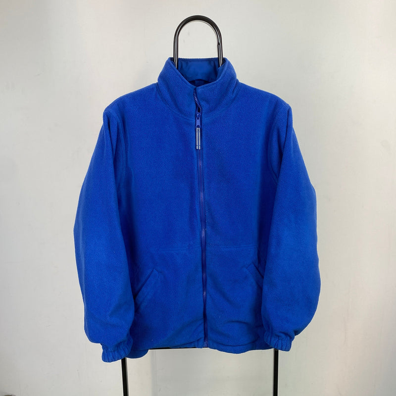 Vintage Nike Reversible Fleece Puffer Jacket Blue Medium