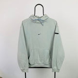 Vintage Nike Centre Swoosh Hoodie Blue Small