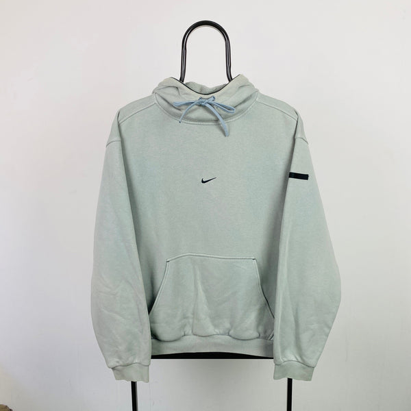 Vintage Nike Centre Swoosh Hoodie Blue Small