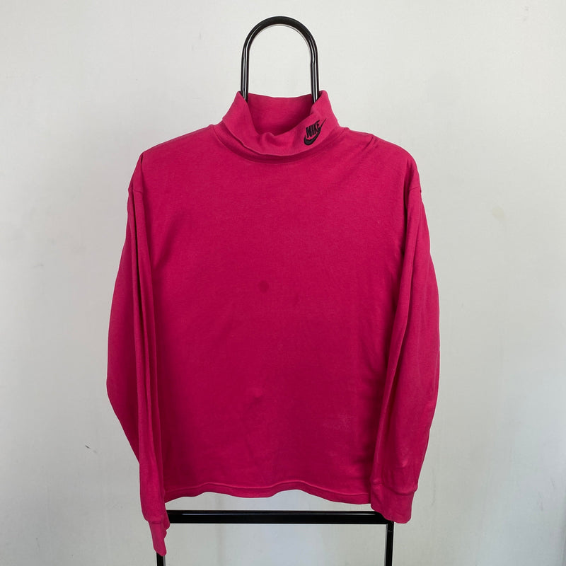 Vintage Nike Roll Neck Sweatshirt Pink Small