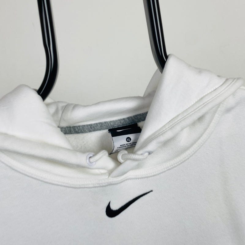 Vintage Nike Centre Swoosh Hoodie White XL