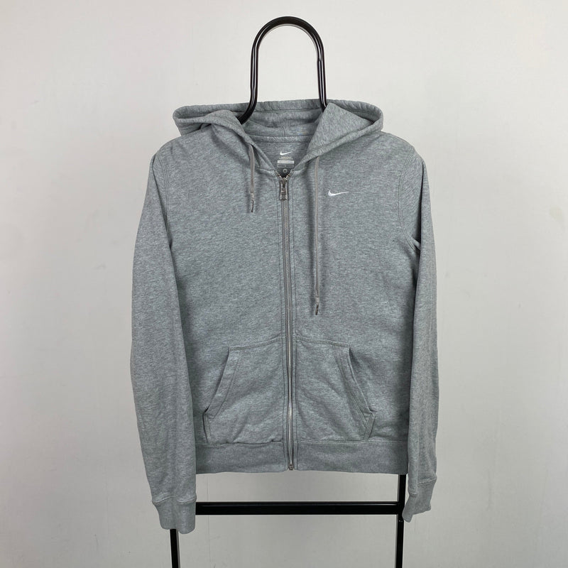 Vintage Nike Zip Hoodie Grey Medium