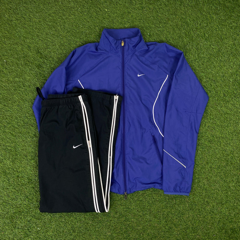 Vintage Nike Clima-Fit Tracksuit Jacket + Joggers Set Purple Small