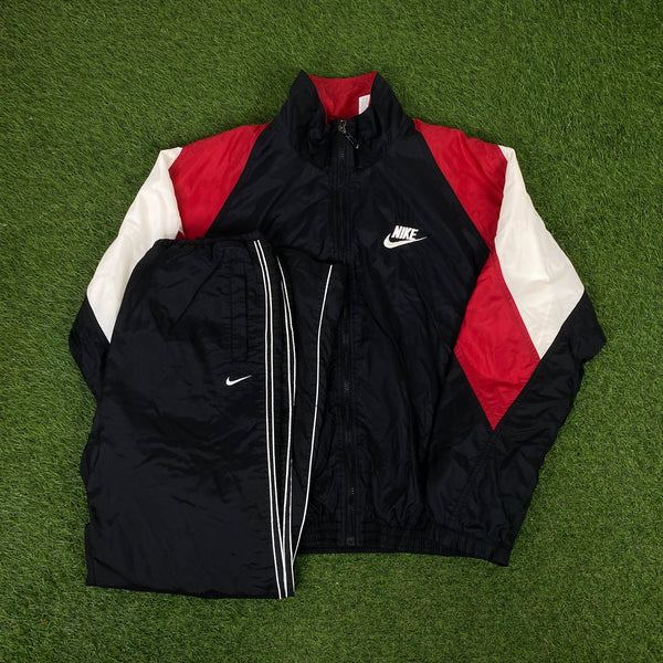 Vintage Nike Windbreaker Tracksuit Jacket + Joggers Set Black Medium