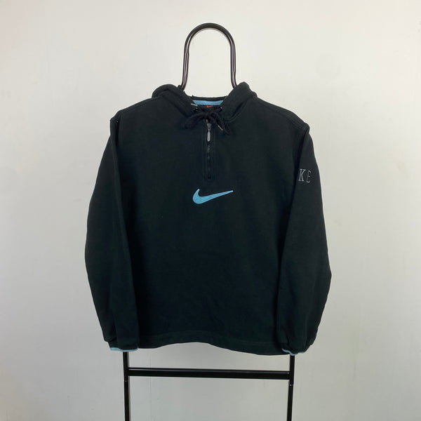 Vintage Nike 1/4 Zip Hoodie Black Small