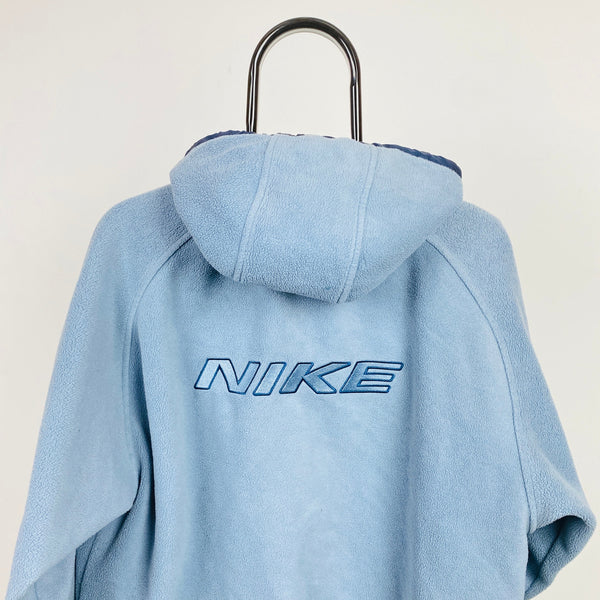 Vintage Nike Reversible Fleece Puffer Jacket Blue Medium