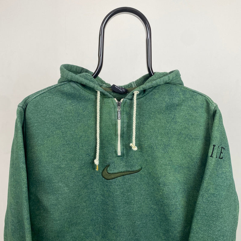 Vintage Nike 1/4 Zip Hoodie Green Small