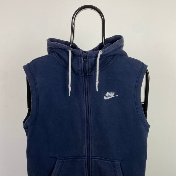 Vintage Nike Sleeveless Hoodie Blue Small