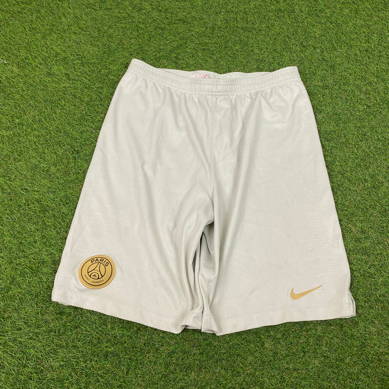 Vintage Nike PSG Football Shorts Grey Small