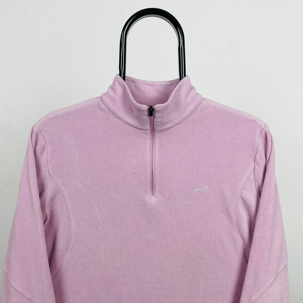 Vintage Nike 1/4 Zip Fleece Sweatshirt Pink Medium