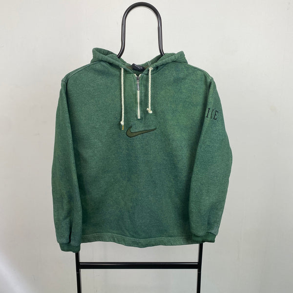 Vintage Nike 1/4 Zip Hoodie Green Small