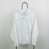 Vintage Nike Centre Swoosh Hoodie White XXL