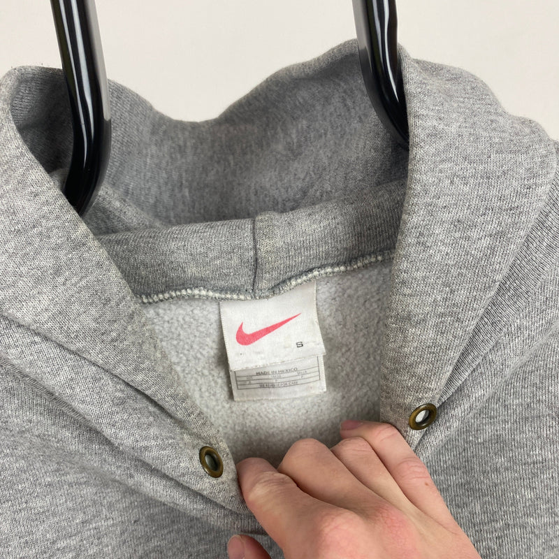 Vintage Nike Centre Swoosh Hoodie Grey Small