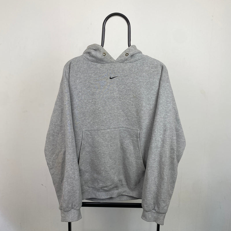 Vintage Nike Centre Swoosh Hoodie Grey Small