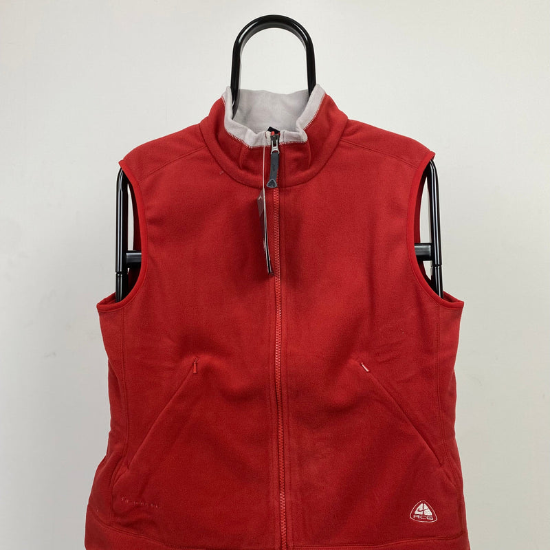 Vintage Nike ACG Fleece Gilet Jacket Red Large