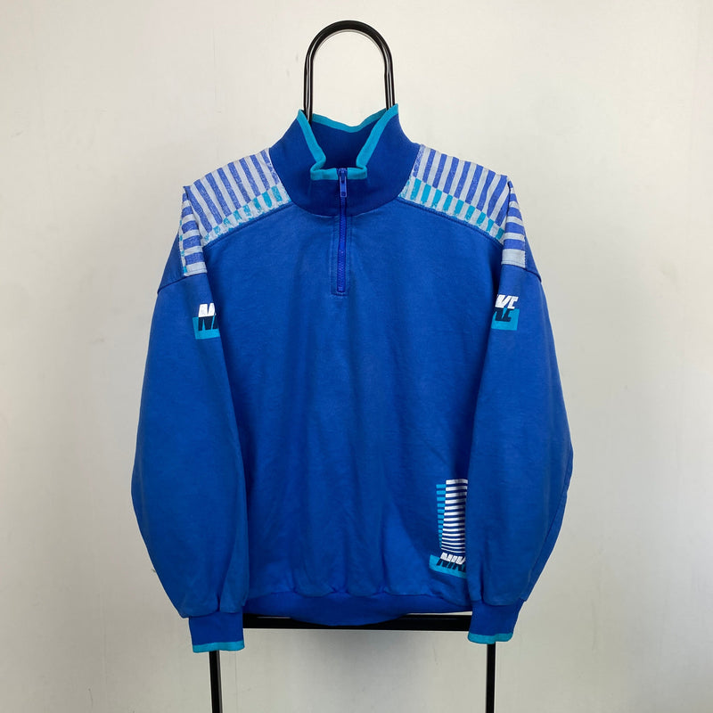 Vintage Nike 1/4 Zip Sweatshirt Blue Large