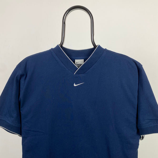 Vintage Nike Centre Swoosh T-Shirt Blue XS