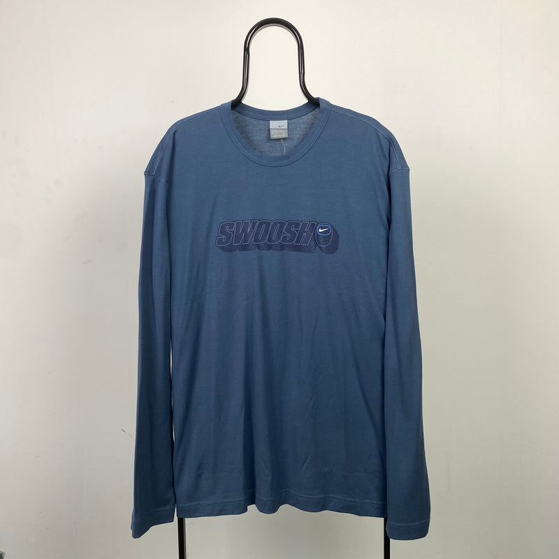 Vintage Nike Long Sleeve T-Shirt Blue XXL