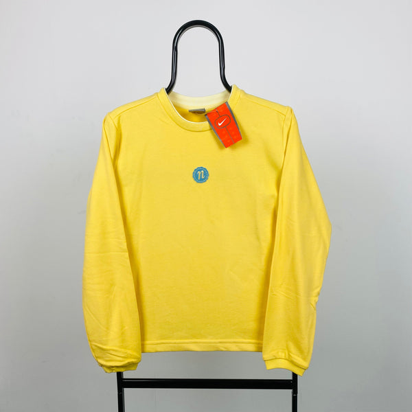 Vintage Nike Cropped Sweatshirt Yellow XXS