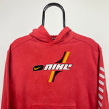 Vintage Nike Felt Logo Hoodie Red XS