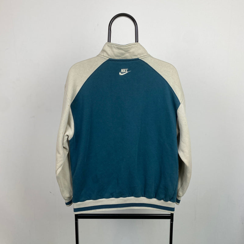 Vintage Nike 1/4 Zip Sweatshirt Blue Medium