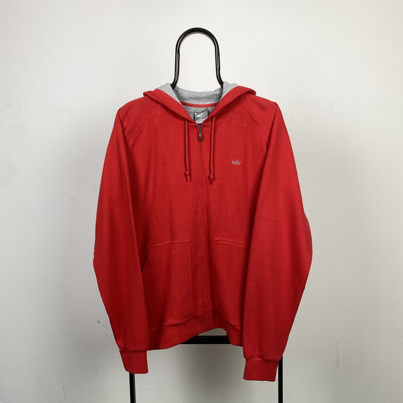 Vintage Nike Zip Up Hoodie Red Medium