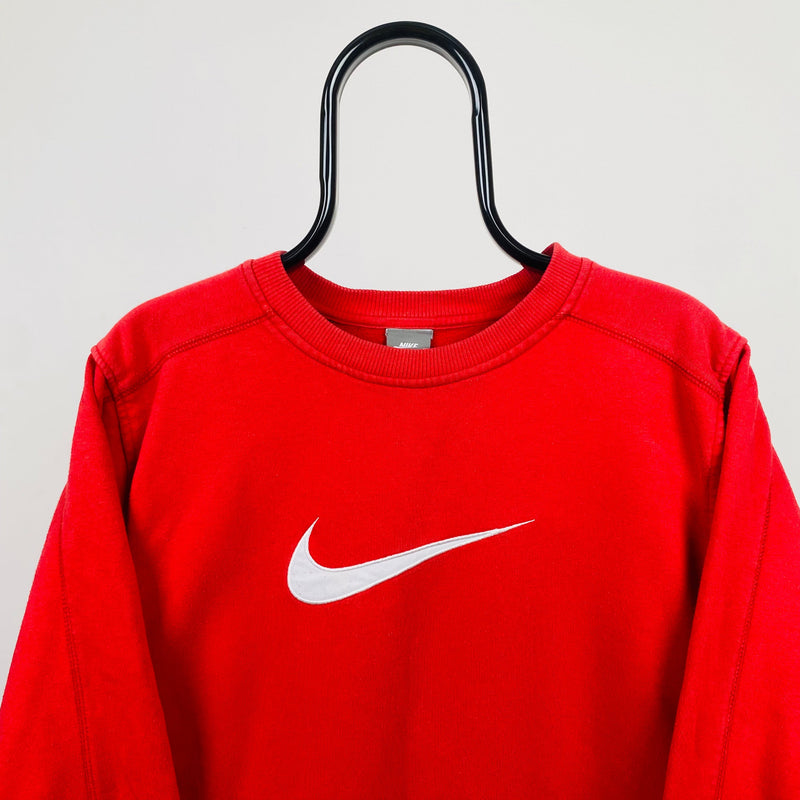 Vintage Nike Swoosh Sweatshirt Red Small