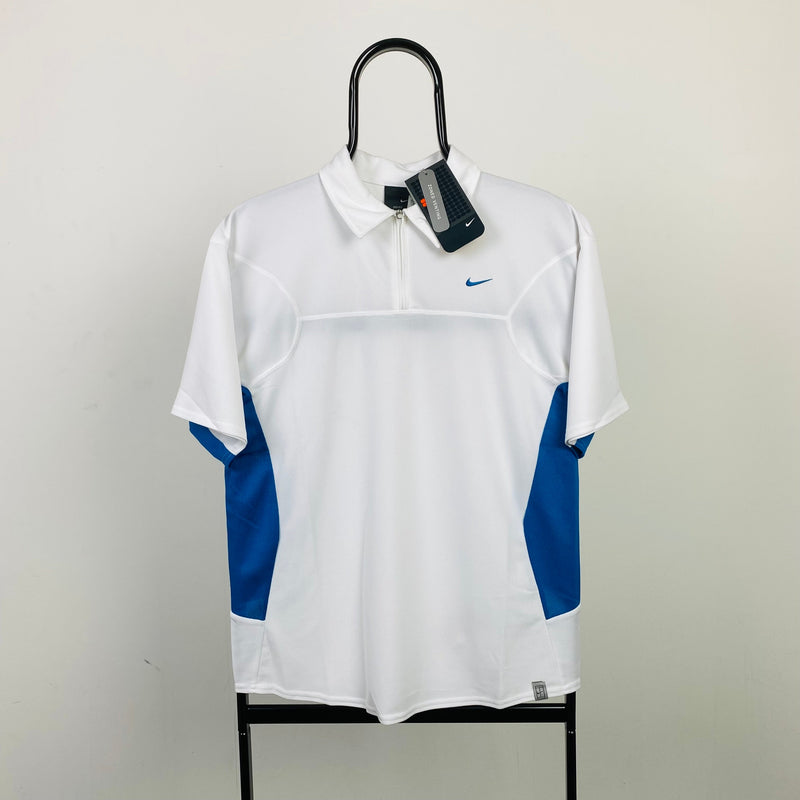 Vintage Nike 1/4 Zip Tennis T-Shirt White Small