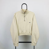 Vintage Cropped Nike 1/4 Zip Sweatshirt Brown Large