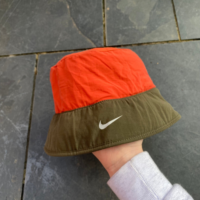 Vintage Nike Reversible Bucket Hat Orange Brown