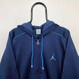 Vintage Nike Jordan Zip Hoodie Blue Large