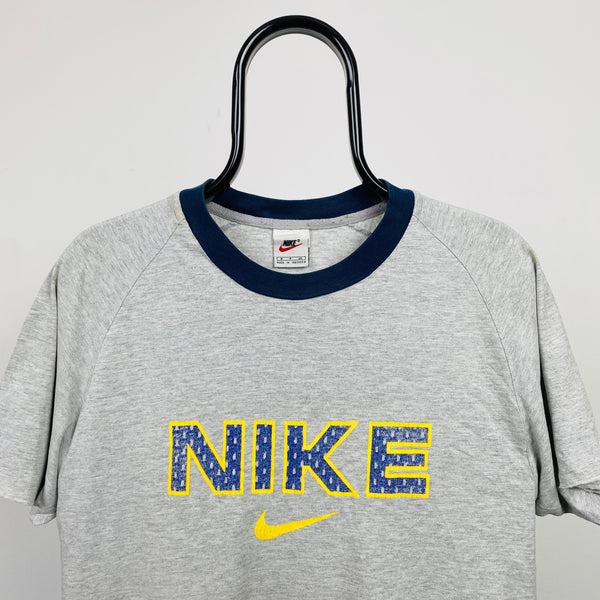 Vintage Nike Cropped T-Shirt Grey Small