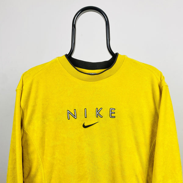 Vintage Nike Towelling Sweatshirt Yellow Medium