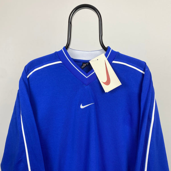 Vintage Nike Centre Swoosh Sweatshirt Blue XL