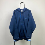 Vintage Nike Jordan Zip Hoodie Blue Large