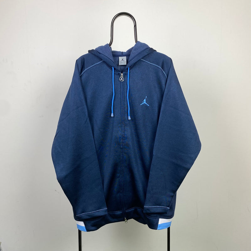 Vintage Nike Jordan Zip Hoodie Blue Large