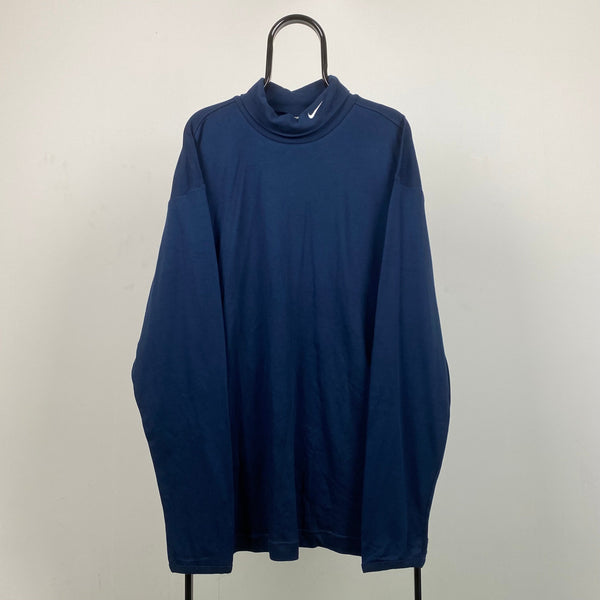 Vintage Nike Mock Neck Sweatshirt Blue XXL