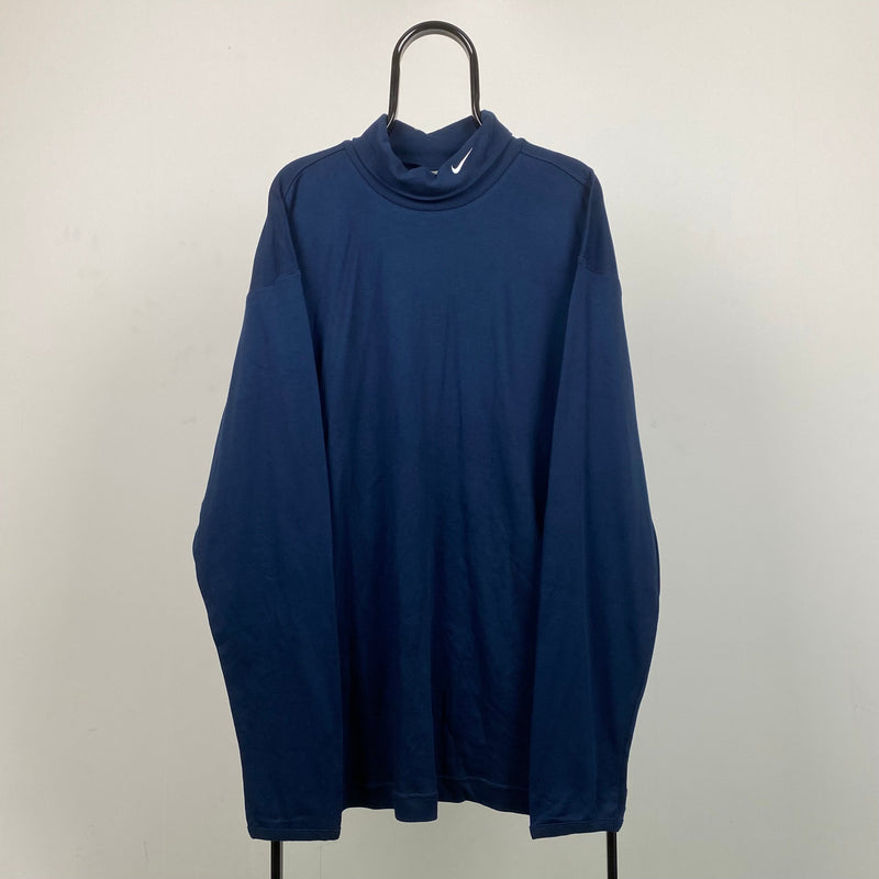 Vintage Nike Mock Neck Sweatshirt Blue XXL