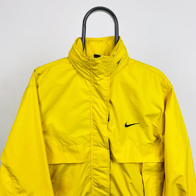 Vintage Nike Packable Waterproof Coat Jacket Yellow Small