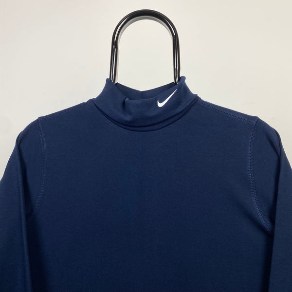 Vintage Nike Mock Neck Sweatshirt Blue Small