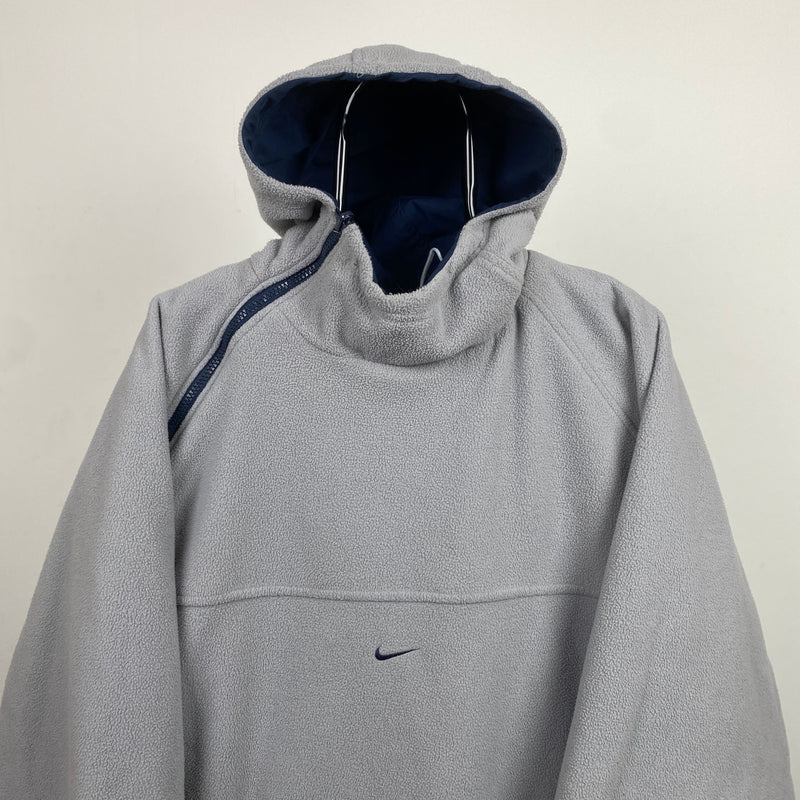 Vintage Nike Reversible Side Winder Fleece Jacket Blue Grey Large