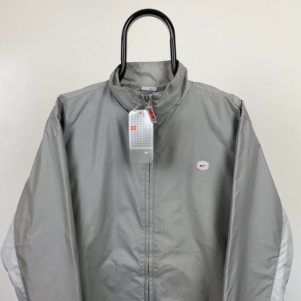 Vintage Nike Hex Windbreaker Jacket Grey Small