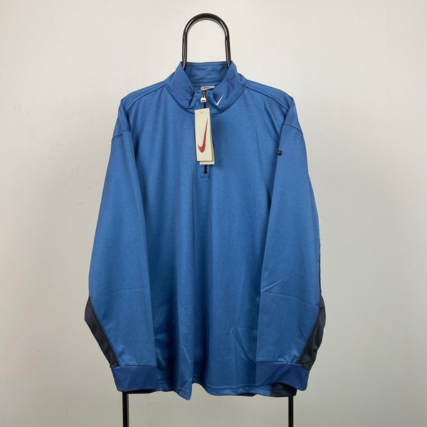 Vintage Nike Dri-Fit 1/4 Zip Sweatshirt Blue Large