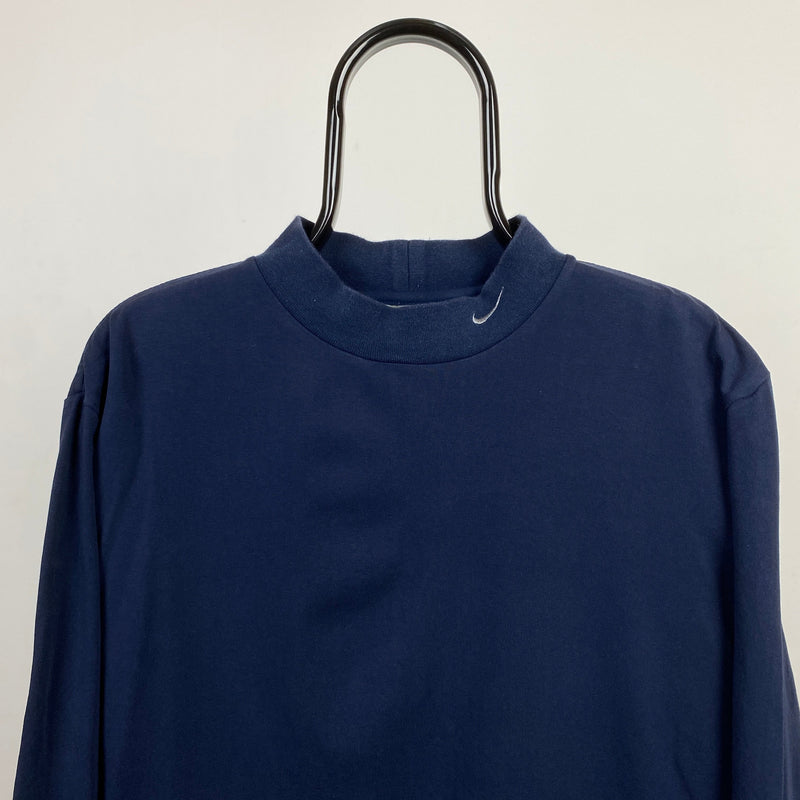 Vintage Nike Mock Neck Sweatshirt Blue Large