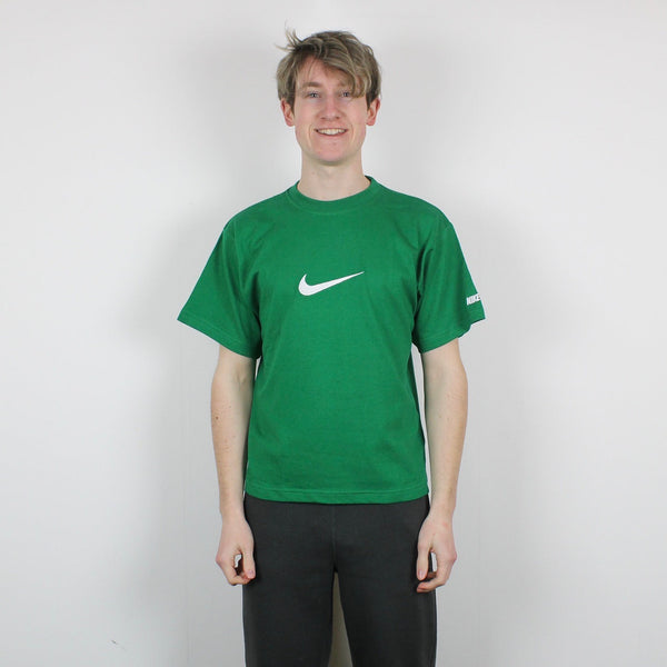 Vintage Nike Swoosh T-Shirt Green XS