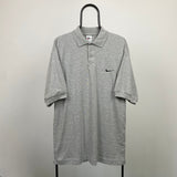 Vintage Nike Heavyweight Polo T-Shirt Grey Small