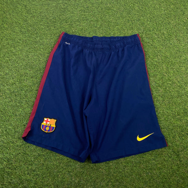 Vintage Nike Barcelona Football Shorts Blue Small