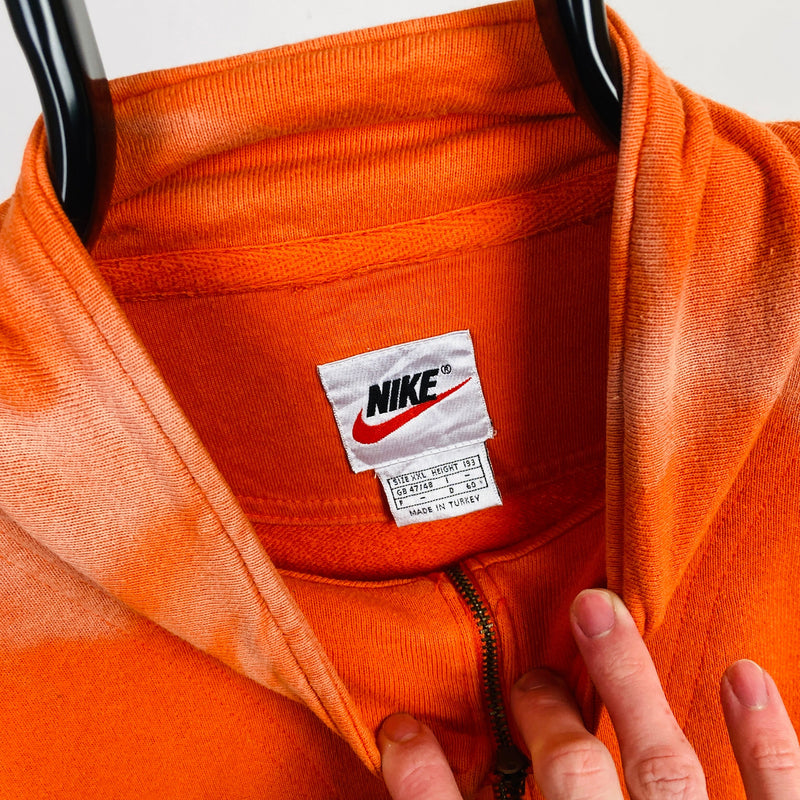 Vintage Nike 1/4 Zip Sweatshirt Orange XXL